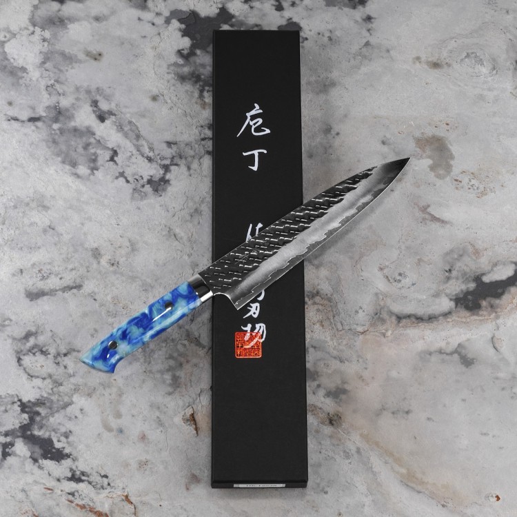 Takeshi Saji STRIX Blue Acrylic Ręcznie Kuty Japoński Ostry Nóż Kuchenny Szefa Kuchni 21cm