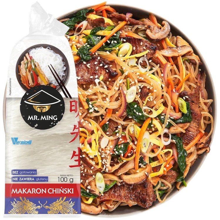 Chiński Makaron Sojowy Nitki Vermicelli Przeźroczysty Delikatny 100g MR. MING