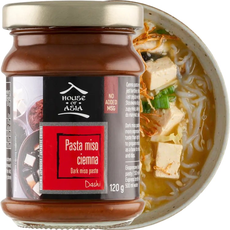 Pasta Sojowa Do Zupy Miso Ciemna Dashi Intensywny Japoński Bulion 120g HOUSE OF ASIA