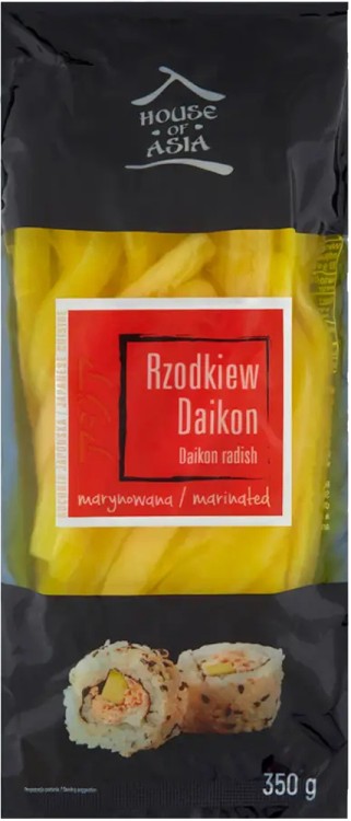 Żółta Rzodkiew Marynowana Oshinko Takuan Daikon Do Sushi Krojona 350g HOUSE OF ASIA