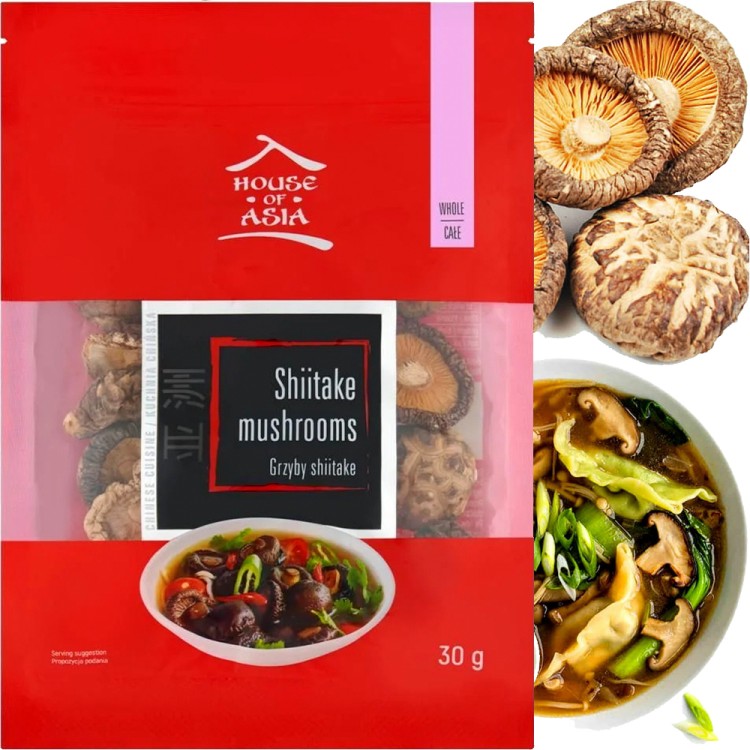 Suszone Chińskie Grzyby SHIITAKE POKU Do Ramenu 30g HOUSE OF ASIA