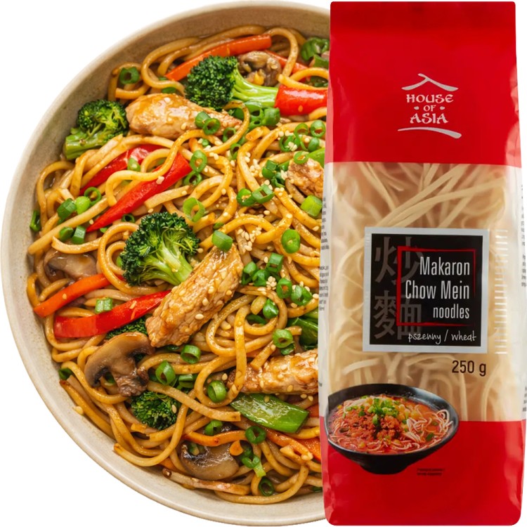 Chiński Makaron Pszenny CHOW MEIN Noodles Do Smażeniu w Woku 250g HOUSE OF ASIA