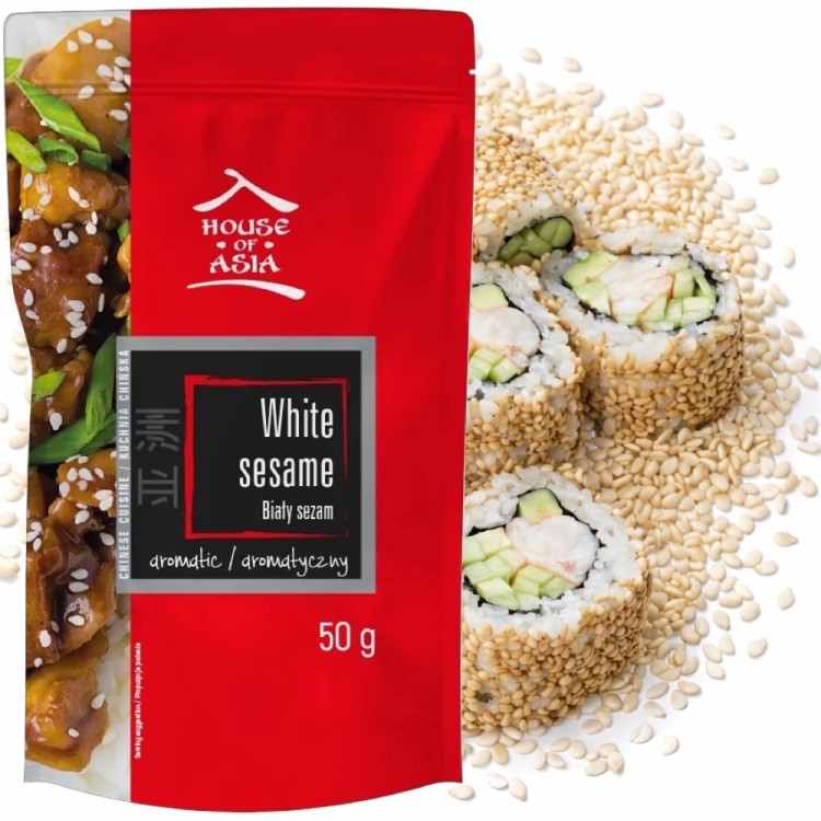 Sezam Biały Do Sushi Łuskany Orzechowy Smak i Aromat 50g HOUSE OF ASIA