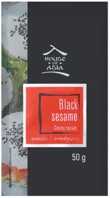 Sezam Czarny Posypka Do Sushi i Sałatek Naturalne Ziarno 50g HOUSE OF ASIA