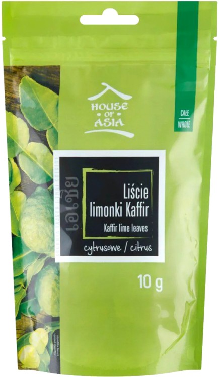 Suszone Liście Limonki Limonka Kaffir Całe Cytrynowy Smak 10g HOUSE OF ASIA