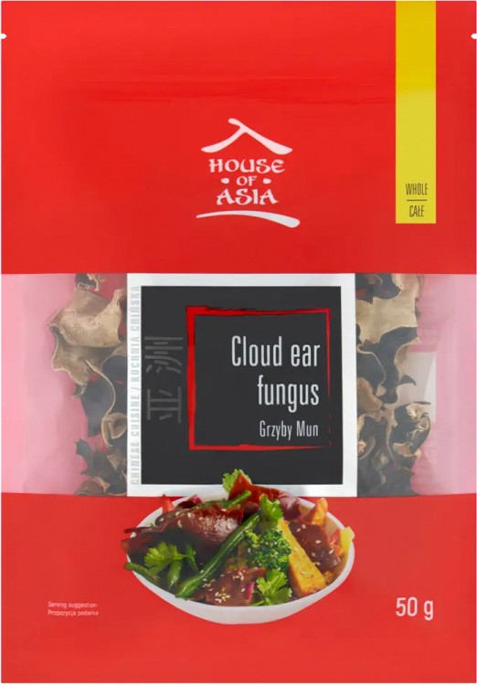 Chińskie Suszone Grzyby MUN Cloud Ear Fungs Duże Całe 50g HOUSE OF ASIA