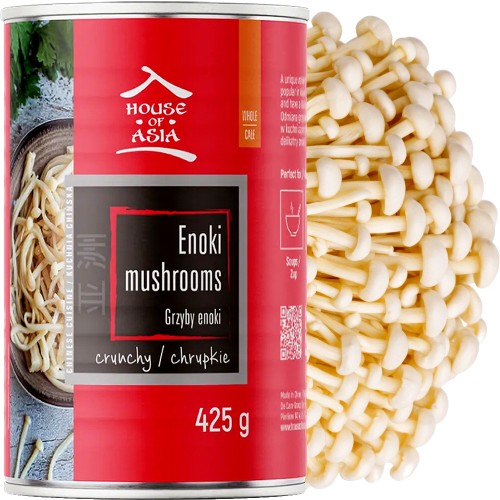 Grzyby Grzybki ENOKI Chrupiące Do Woka Zup i Sałatek 425g HOUSE OF ASIA