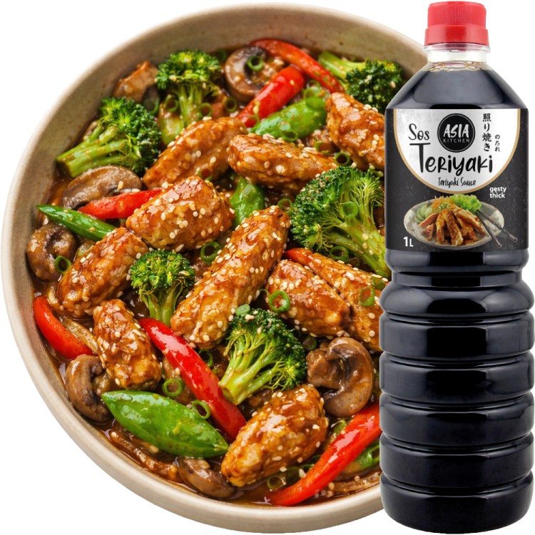 Gęsty Sos Sojowy Marynata Teriyaki Do Mięsa Ryb i Warzyw 1 Litr 1000ml ASIA KITCHEN