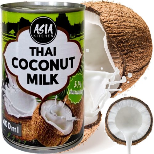 Naturalne Tajskie Mleko Mleczko Kokosowe 5-7% Tłuszczu 400ml ASIA KITCHEN