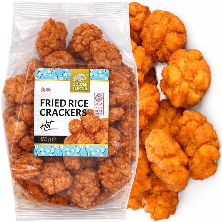 Smażone Pikantne Krakersy Ryżowe Ostra Przekąska Fried Rice Crackers 150g GOLDEN TURTLE BRAND