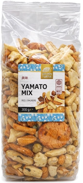 Azjatyckie Krakersy Ryżowe Przekąska YAMATO Mieszanka MIX Smaków 300g GOLDEN TURTLE BRAND