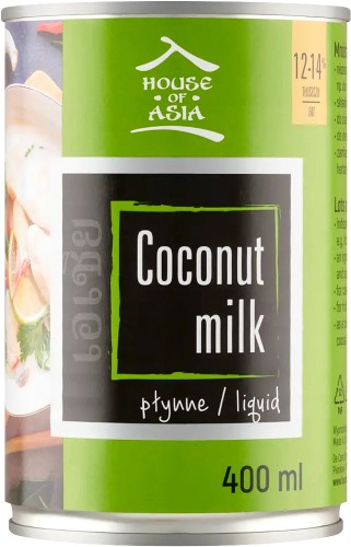 Naturalne Mleko Mleczko Kokosowe 12-14% Tłuszczu 400ml HOUSE OF ASIA
