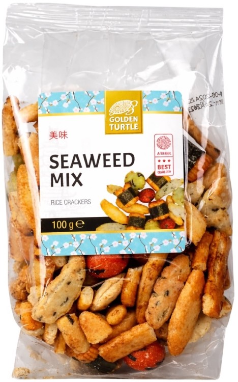 Krakersy Ryżowe Azjatycka Mieszanka Seaweed Mix 100g GOLDEN TURTLE BRAND