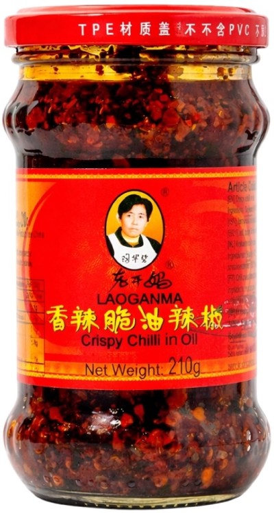 Chrupiące Chili w Oleju Sojowym Do Smażenia HOT Cripsy Chilli 210g LAO GAN MA