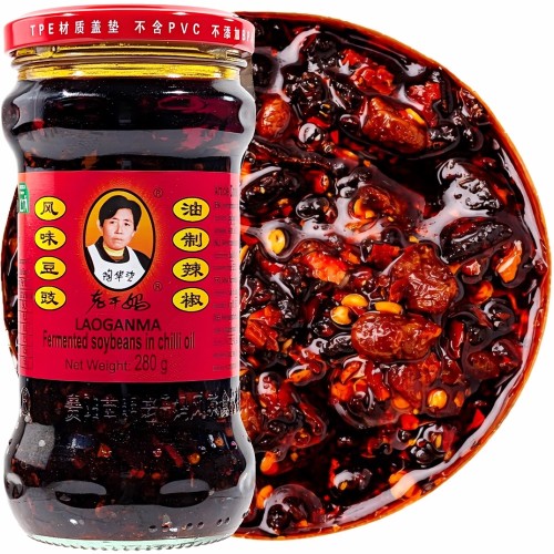 Chińska Pasta Sos z Czarnej Fasoli z Chili Do Smażenia w Woku 280g LAO GAN MA