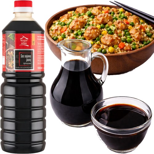 Jasny Sos Sojowy Naturalnie Ważony Bez Glutaminianu Sodu 1 Litr 1000ml HOUSE OF ASIA