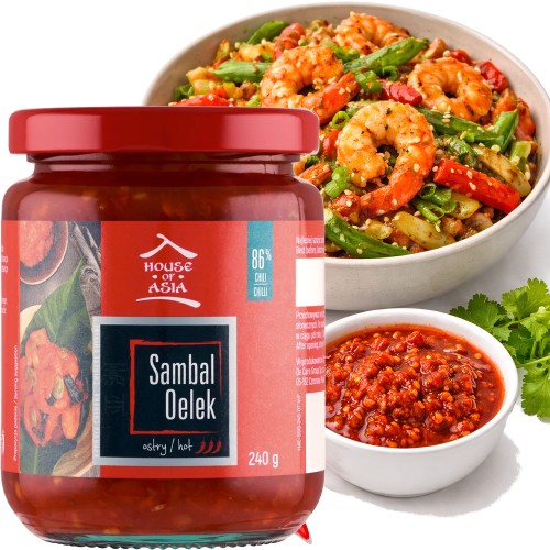 Sos Sambal Oelek Gęsta Pasta Ostry Przecier z Chili w Słoiku 240g HOUSE OF ASIA
