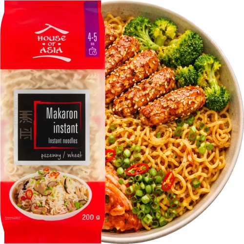 Makaron Pszenny Błyskawiczny Instant Idealny Do Woka Stir-Fry 200g HOUSE OF ASIA