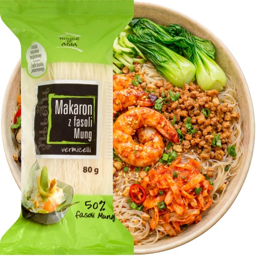 Makaron z Fasoli Mung Vermicelli Nitki Bezglutenowy 80g HOUSE OF ASIA