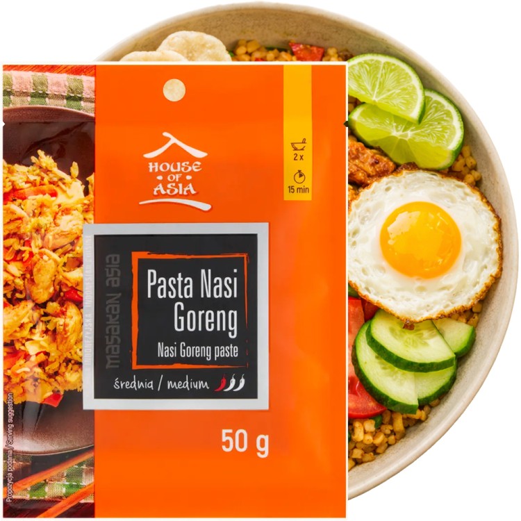 Średnio Ostra Pasta Do Ryżu Nasi Goreng Saszetka 50g HOUSE OF ASIA