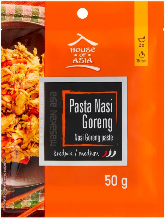 Średnio Ostra Pasta Do Ryżu Nasi Goreng Saszetka 50g HOUSE OF ASIA