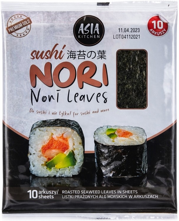 ZESTAW 2 DODATKI DO SUSHI Algi Nori 10 Sztuk + Ocet Ryżowy 1000ml ASIA KITCHEN