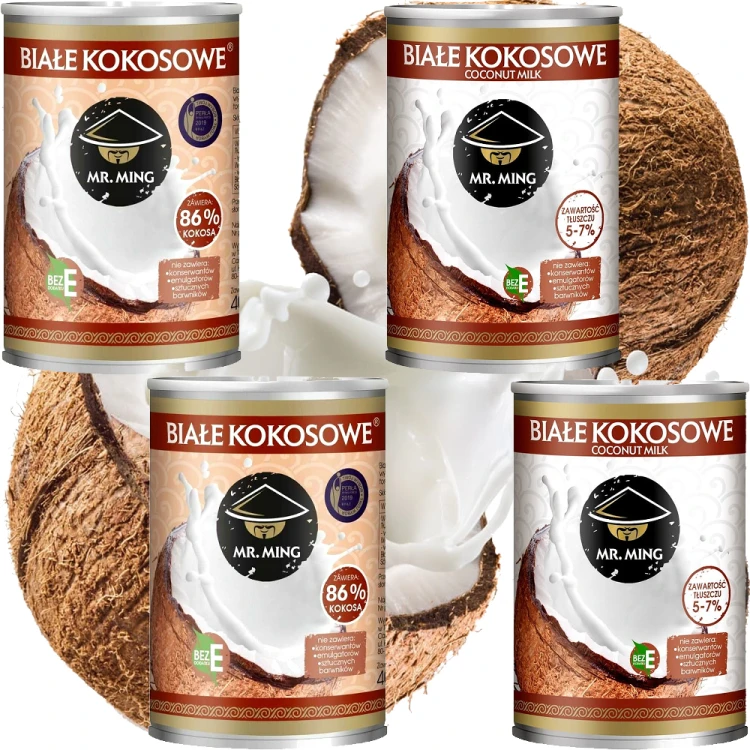 ZESTAW 4 MLEKA - CZYSTY SKŁAD - 2x Mleko Kokosowe 17-19% + 2x Mleko Kokosowe 5-7% MR.MING