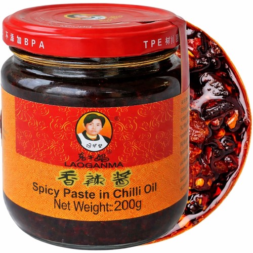 Ostra Chińska Pasta w Oleju Chilli Spicy Paste In Chili Oil 200g LAO GAN MA