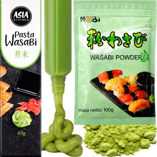 ZESTAW 2 RÓŻNE WASABI - Pasta Wasabi Chrzan Sushi w Tubce 43g + Wasabi w Proszku 100g ASIA KITCHEN