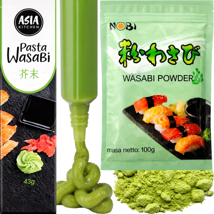 ZESTAW 2 RÓŻNE WASABI - Pasta Wasabi Chrzan Sushi w Tubce 43g + Wasabi w Proszku 100g ASIA KITCHEN