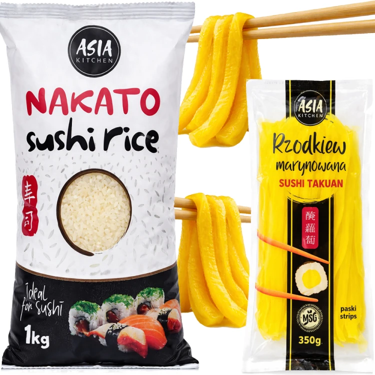 ZESTAW 2 PRODUKTY DO SUSHI Ryż Nakato 1kg + Rzodkiew Oshinko 350g ASIA KITCHEN