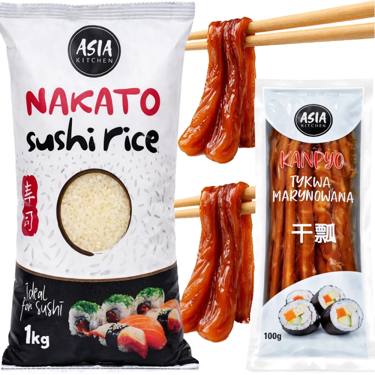 ZESTAW 2 PRODUKTY DO SUSHI - Ryż Nakato 1kg + Tykwa Karmelowa Kampyo 100g ASIA KITCHEN