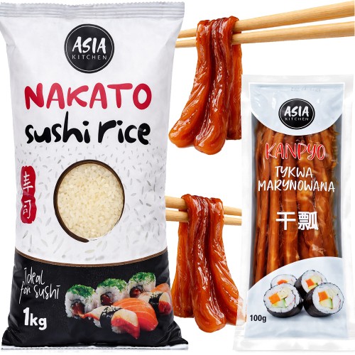 ZESTAW 2 PRODUKTY DO SUSHI - Ryż Nakato 1kg + Tykwa Karmelowa Kampyo 100g ASIA KITCHEN