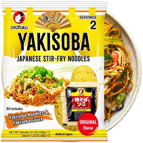 Japońskie Gotowe Danie Makaron Yakisoba Stir-Fry 2 Porcje ( 2 x 185g ) 370g OTAFUKU