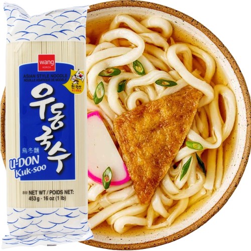 Koreański Makaron Pszenny Udon Noodles Do Potrawy U-DON Kuk-Soo 453g WANG