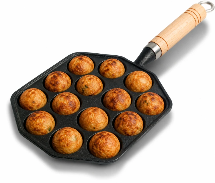 Żeliwna Patelnia Do Japońskich Kuleczek TAKOYAKI 17,5cm x 16,5cm x 3cm EMRO AZIATICA