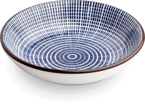 Ceramiczna Okrągła Miseczka Do Sushi Niebiesko Biała TOKUSA Średnica 9,8cm Wysokość 2,5cm EMRO AZIATICA