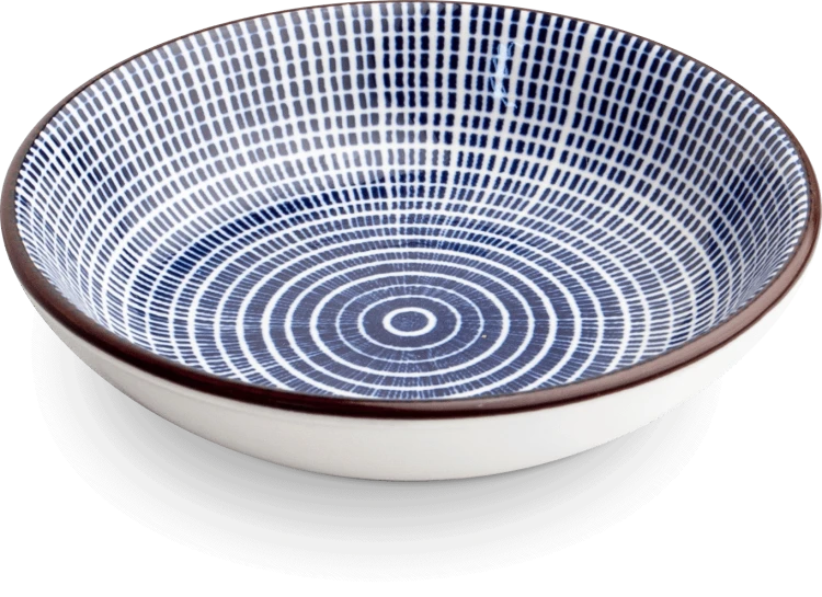 Ceramiczna Okrągła Miseczka Do Sushi Niebiesko Biała TOKUSA Średnica 9,8cm Wysokość 2,5cm EMRO AZIATICA
