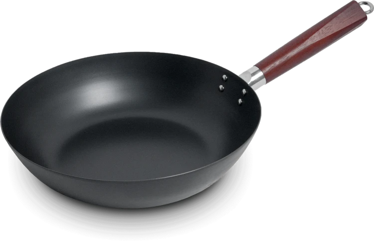 Patelnia Wok Ze Stali Węglowej z Płaskim Dnem 30cm Na Każdą Kuchenkę EMRO AZIATICA