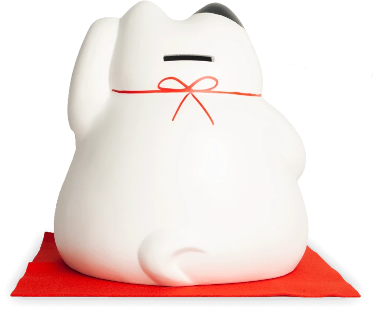 Duża Skarbonka Figurka Japoński Biały Kot Szczęścia Maneki Neko 17cm x 19cm EMRO AZIATICA