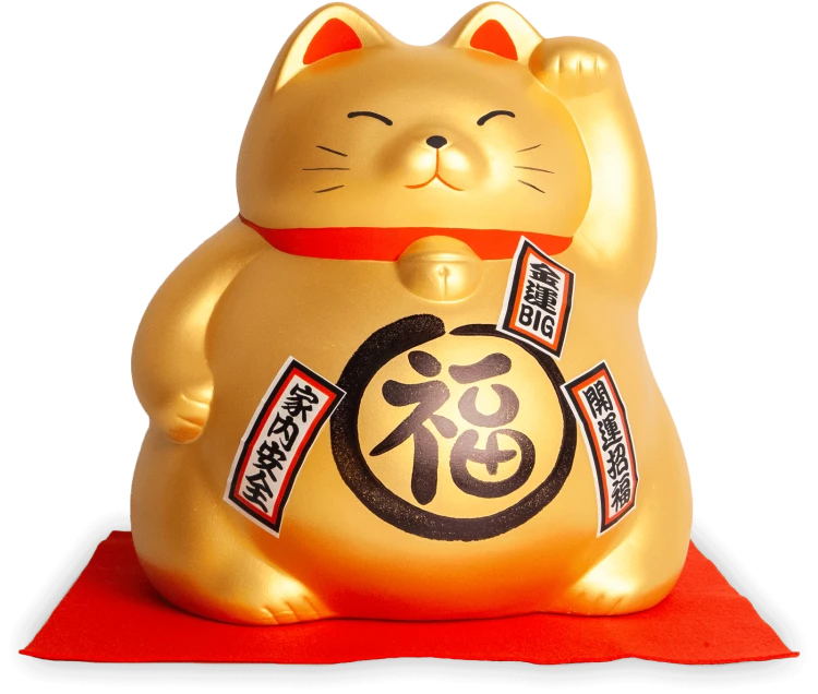 Duża Skarbonka Figurka Japoński Złoty Kot Szczęścia Maneki Neko 17cm x 19cm EMRO AZIATICA