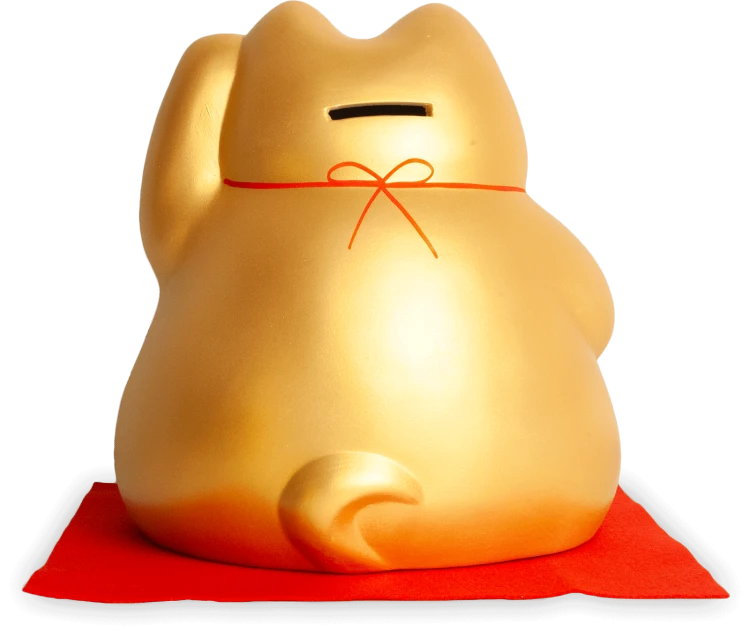 Duża Skarbonka Figurka Japoński Złoty Kot Szczęścia Maneki Neko 17cm x 19cm EMRO AZIATICA
