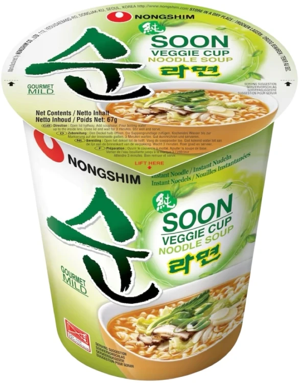 Koreańska Zupka Błyskawiczna Instant Soon Veggie Ramyun Ramen Kubek Cup 67g NONGSHIM
