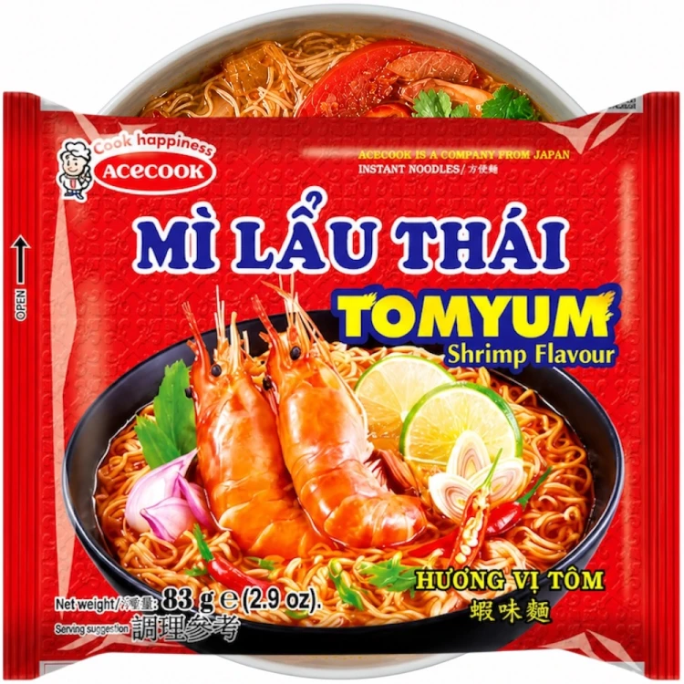 Wietnamska Zupka Błyskawiczna Instant o Smaku Krewetek Tom Yum Mi Lau Thai 83g ACECOOK