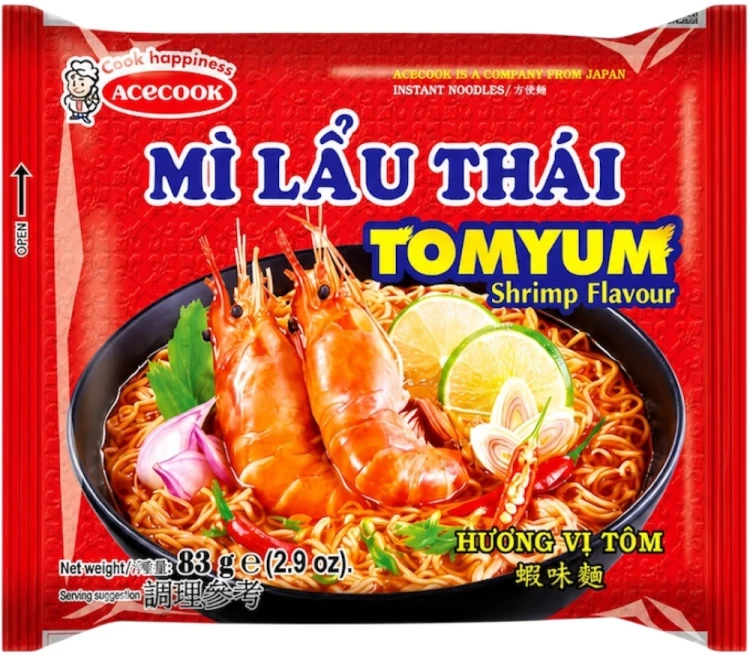 Wietnamska Zupka Błyskawiczna Instant o Smaku Krewetek Tom Yum Mi Lau Thai 83g ACECOOK