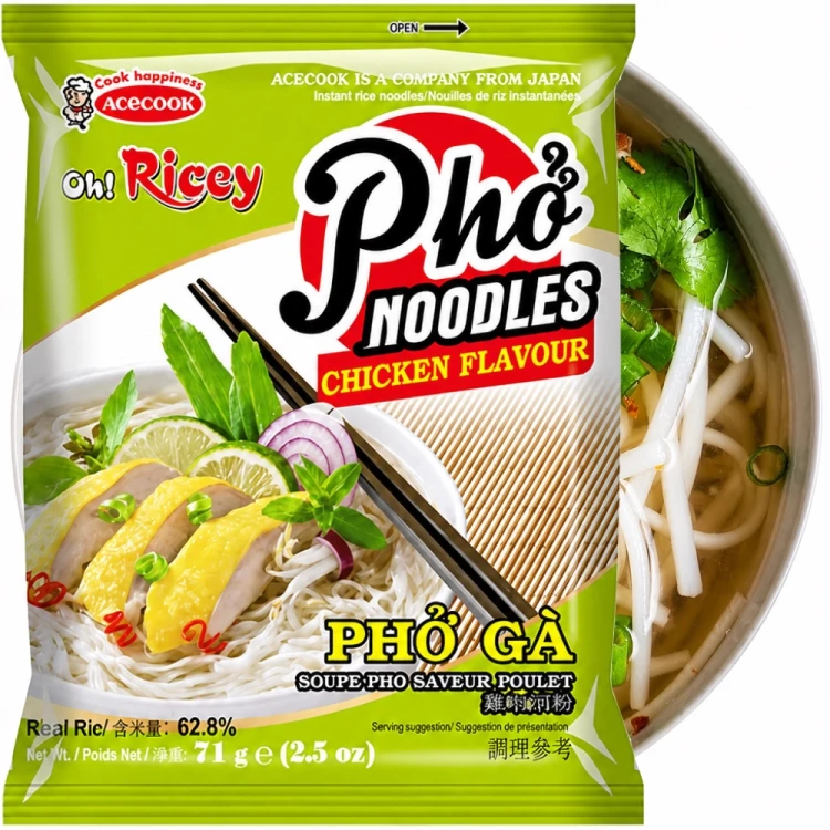 Wietnamska Zupka Błyskawiczna Makaron Ryżowy Instant Kurczak Pho Noodles Chicken 71g ACECOOK