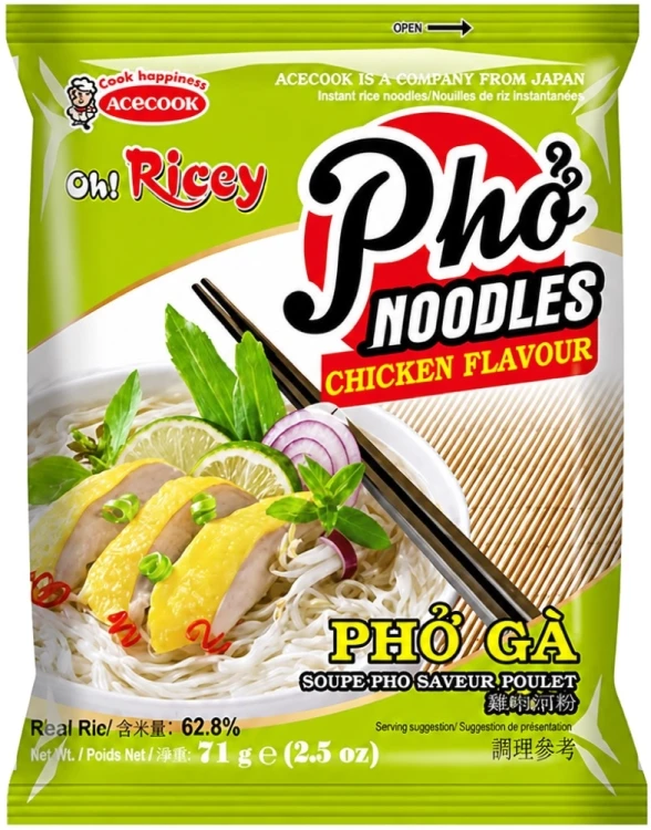 Wietnamska Zupka Błyskawiczna Makaron Ryżowy Instant Kurczak Pho Noodles Chicken 71g ACECOOK
