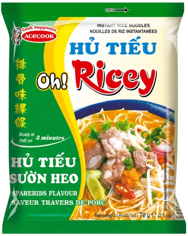 Wietnamska Zupka Błyskawiczna Makaron Ryżowy Instant Żeberka Hu Tieu Ribs Flavour 70g ACECOOK