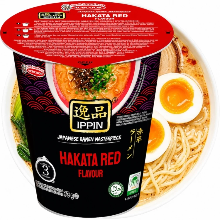 Wietnamska Zupka Błyskawiczna Instant Hakata Red Flavour Ramen Kubek Cup 73g ACECOOK