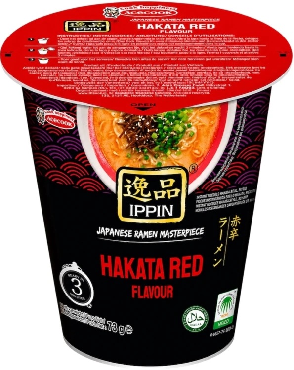 Wietnamska Zupka Błyskawiczna Instant Hakata Red Flavour Ramen Kubek Cup 73g ACECOOK